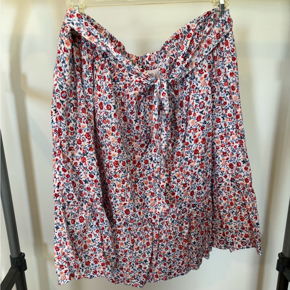 Floral Print Skirt with Bow